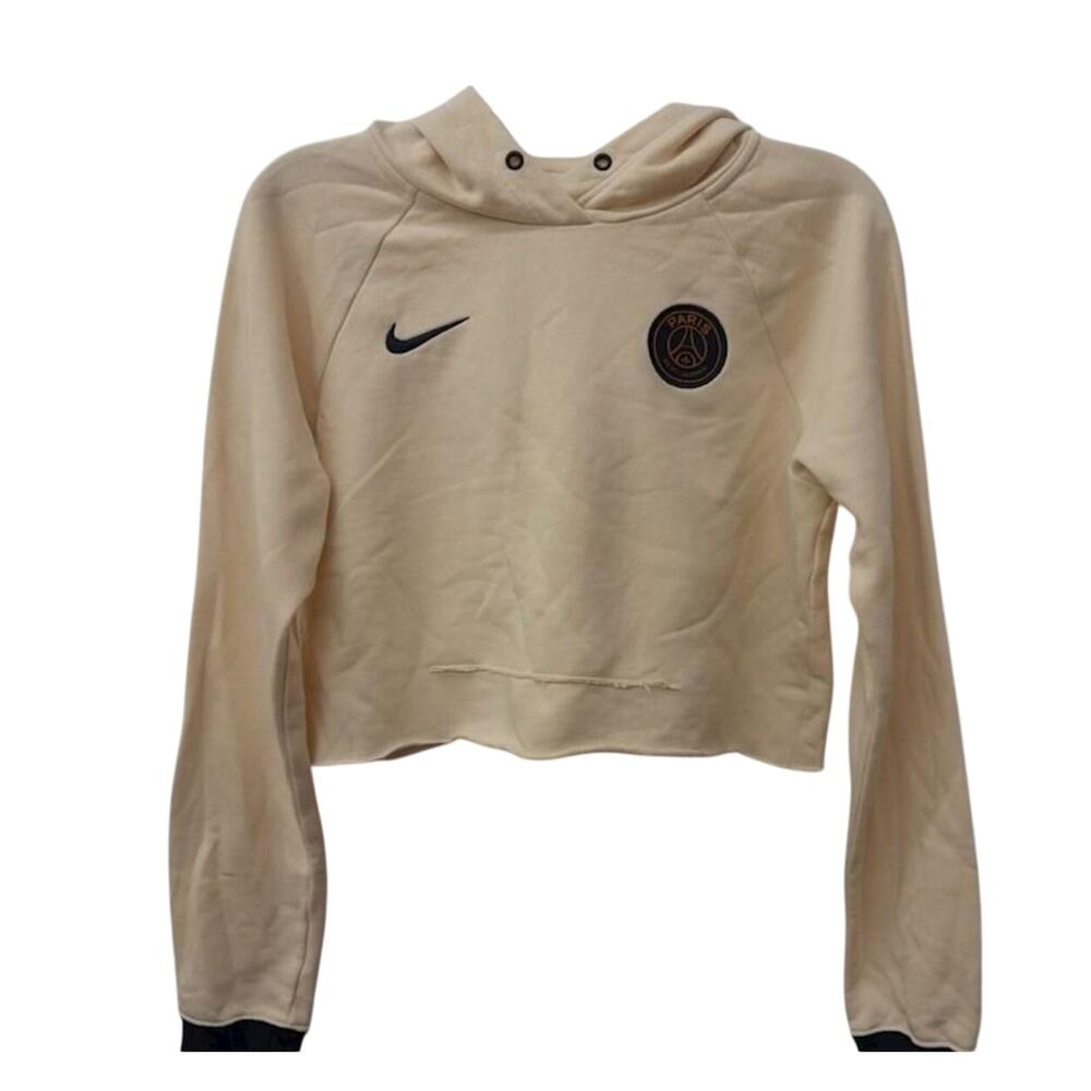 Nike x Paris Saint-Germain Cropped Hoodie Cream Small Streetwear Y2K